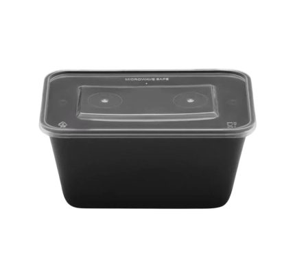 Posuda sa poklopcem PP 1000 ml 176x124x80 mm crna [50 kom/pak]
