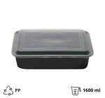 Posuda sa poklopcem PP 1600 ml 239x188x55 mm crna [50 kom/pak]