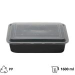 Posuda sa poklopcem PP 1600 ml 239x188x55 mm crna [50 kom/pak]