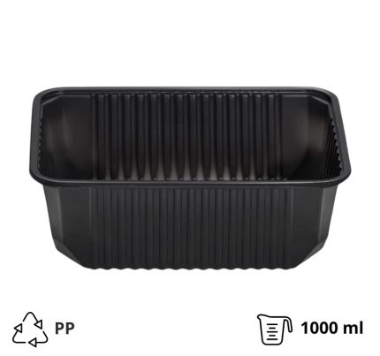 Posuda PP 1000 ml 180x130x65 mm crna, bez poklopca [50 kom/pak]