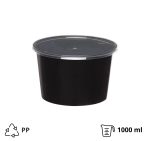 Posuda za juhu PP 1000 ml d=145 mm h=90 mm crna s poklopcem [50 kom/pak]