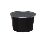 Posuda za juhu PP 1000 ml d=145 mm h=90 mm crna s poklopcem [50 kom/pak]