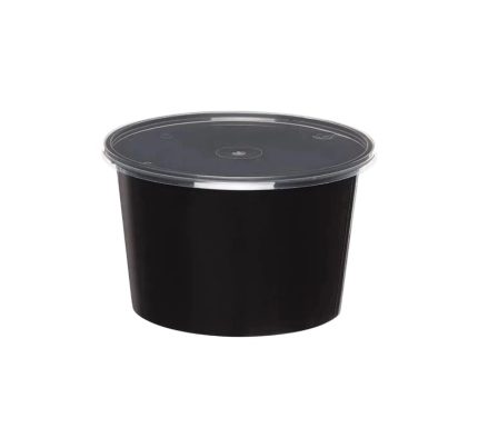 Posuda za juhu PP 1000 ml d=145 mm h=90 mm crna s poklopcem [50 kom/pak]