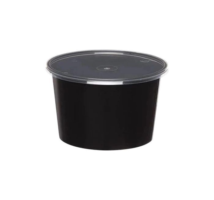 Posuda za juhu PP 1000 ml d=145 mm h=90 mm crna s poklopcem [50 kom/pak]