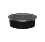 Posuda PP 600 ml d=145 mm h=46 mm crna s poklopcem [50 kom/pak]