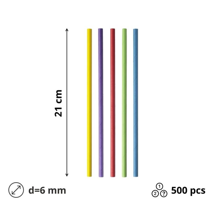 Slamke papirnate l=210 mm d=6 mm MIX 500 kom/pak