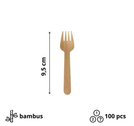 Mini vilica od bambusa BAMBUS SNACK 9,5cm 100 kom