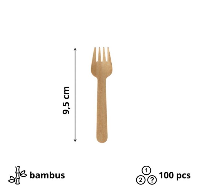 Mini vilica od bambusa BAMBUS SNACK 9,5cm 100 kom