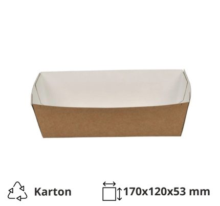Papirnata plitica 165x100x53 mm (gornje dimenzije) kraft 90 kos