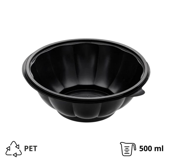 Posuda PET 500 ml d=189 mm crna, bez poklopca [50 kom/pak]