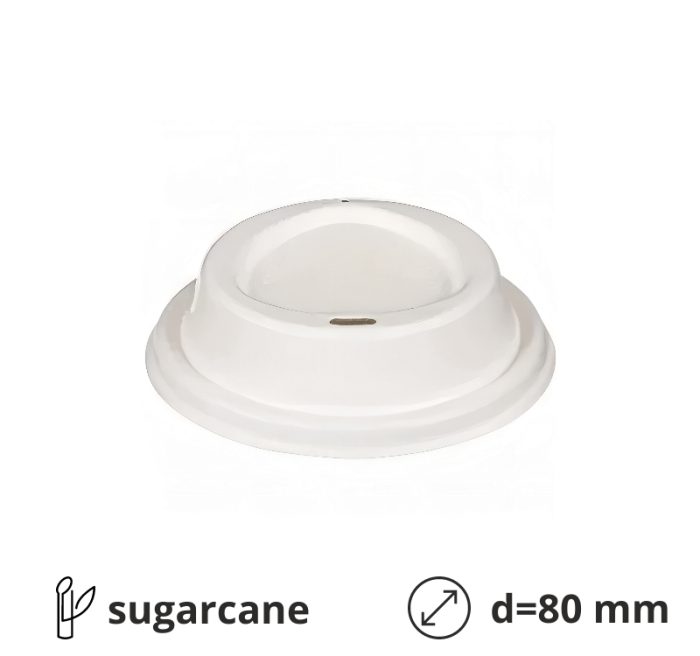 Poklopac s rupom sugarcane d=80 mm, bijela 50 kom
