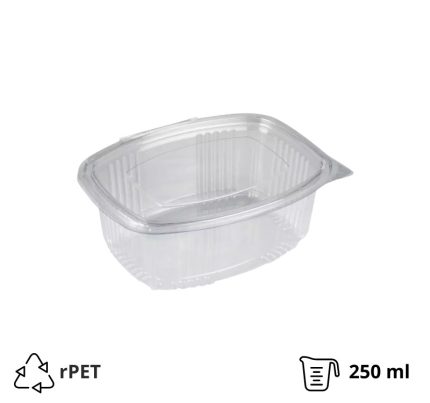 Posuda s ravnim poklopcem rPET 250 ml prozirna [100 kom/pak]