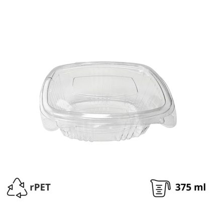 Posuda s ravnim poklopcem rPET 375 ml prozirna [100 kom/pak]