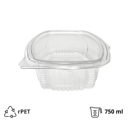 Posuda s ravnim poklopcem rPET 750 ml prozirna [100 kom/pak]