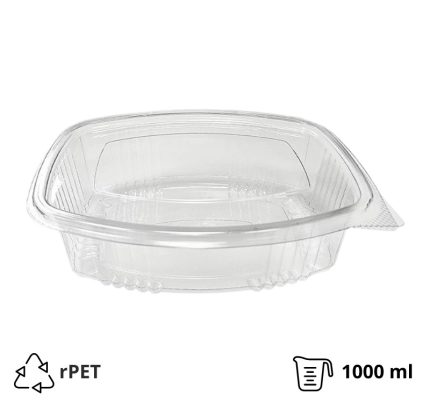 Posuda s ravnim poklopcem rPET 1000 ml prozirna [100 kom/pak]