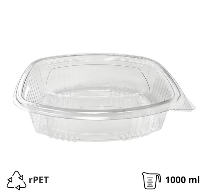 Posuda s ravnim poklopcem rPET 1000 ml prozirna [100 kom/pak]