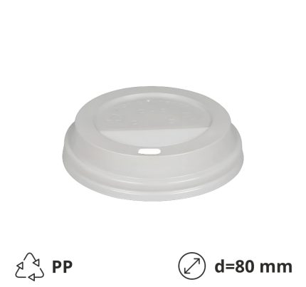 Poklopac s rupom PP d=80 mm bjeli 100 kom