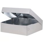Kutija s poklopcem za desert 25x25x8 cm WHITE (unutarnja metalizirana PET) [14 kom/pak]