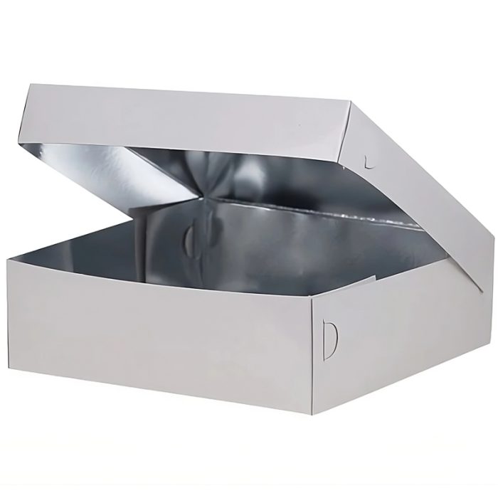 Kutija s poklopcem za desert 25x25x8 cm WHITE (unutarnja metalizirana PET) [14 kom/pak]