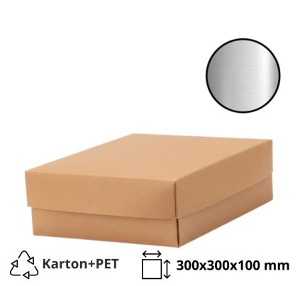 Kutija s poklopcem za desert 30x30x10 cm KRAFT (unutarnja metalizirana Pet) [7 kom/pak]