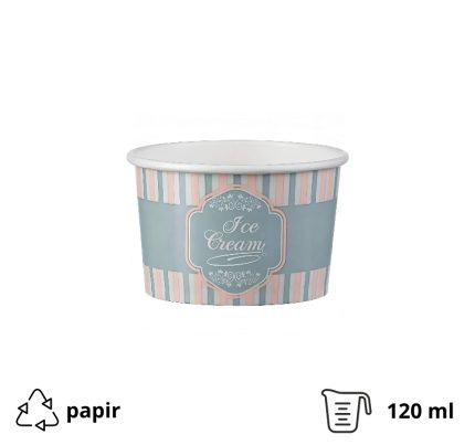 Papirnata skodelica120 ml (4oz) ICE CREAM design d=7,7cm, h=4,8cm [50 kom/pak]