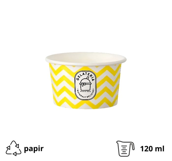 Papirnata skodelica120 ml (4oz) ZIG ZAG yellow d=7,7cm, h=4,8cm [50 kom/pak]