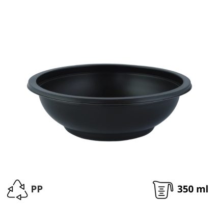 Posuda PP 350 ml d=145 mm h=50 mm crna, bez poklopca [50 kom/pak]