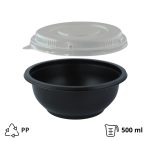 Posuda za juhu za poklopcem PP 500 ml d=145 mm h=60 mm, crna. 50 kom (komplet)