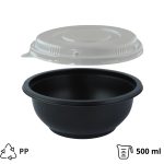 Posuda za juhu za poklopcem PP 500 ml d=145 mm h=60 mm, crna. 50 kom (komplet)