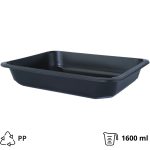 Posuda PP 1600 ml 227х178х40 mm crna, bez poklopca [50 kom/pak]