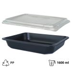 Posuda PP za poklopcem 227х178х40 mm, crna, 50 kom (komplet)