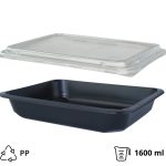 Posuda PP za poklopcem 227х178х40 mm, crna, 50 kom (komplet)