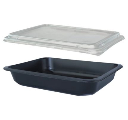 Posuda PP za poklopcem 227х178х40 mm, crna, 50 kom (komplet)