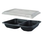 Posuda za poklopcem PP 227х178х40 mm 2 odjeljka, crna, 50 kom (komplet)