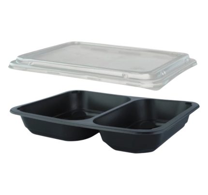 Posuda za poklopcem PP 227х178х40 mm 2 odjeljka, crna, 50 kom (komplet)