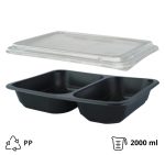 Posuda PP za poklopcem 227х178х50 mm 2 odjeljka, crna, 50 kom (komplet)