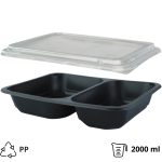 Posuda PP za poklopcem 227х178х50 mm 2 odjeljka, crna, 50 kom (komplet)