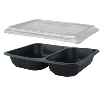 Posuda PP za poklopcem 227х178х50 mm 2 odjeljka, crna, 50 kom (komplet)