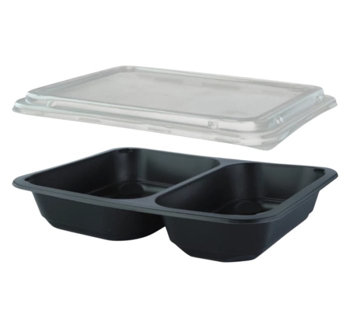Posuda PP za poklopcem 227х178х50 mm 2 odjeljka, crna, 50 kom (komplet)