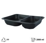 Posuda PP 2000 ml 227х178х50 mm 2 odjeljka crna, bez poklopca [50 kom/pak]