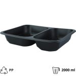 Posuda PP 2000 ml 227х178х50 mm 2 odjeljka crna, bez poklopca [50 kom/pak]