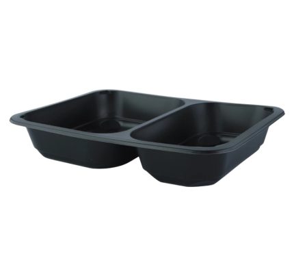 Posuda PP 2000 ml 227х178х50 mm 2 odjeljka crna, bez poklopca [50 kom/pak]