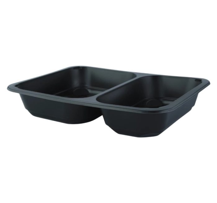 Posuda PP 2000 ml 227х178х50 mm 2 odjeljka crna, bez poklopca [50 kom/pak]