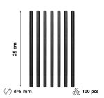 Slamke papirnate l=250 mm d=8 mm crne 100 kom/pak
