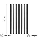 Slamke papirnate l=250 mm d=8 mm crne 100 kom/pak