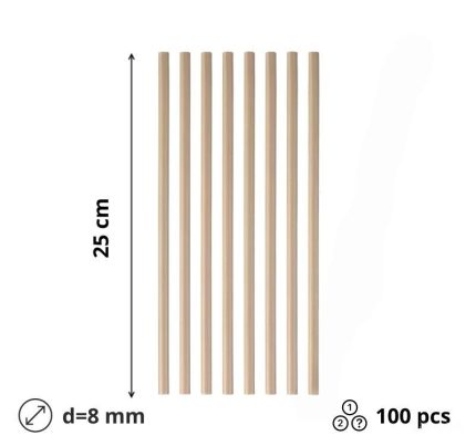 Slamke papirnate  l=250 mm d=8 mm kraft 100 kom/pak [5 kom/pak]