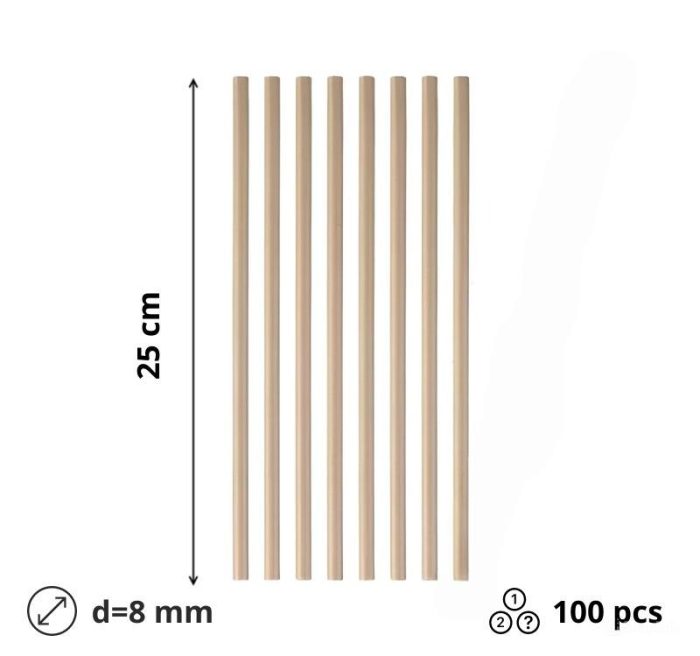 Slamke papirnate  l=250 mm d=8 mm kraft 100 kom/pak [5 kom/pak]