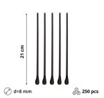 Slamke plastične z žličko l=210 mm d=8 mm crne 250 kom