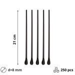 Slamke plastične z žličko l=210 mm d=8 mm crne 250 kom