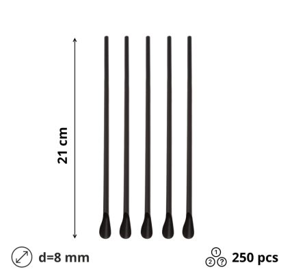 Slamke plastične z žličko l=210 mm d=8 mm crne 250 kom